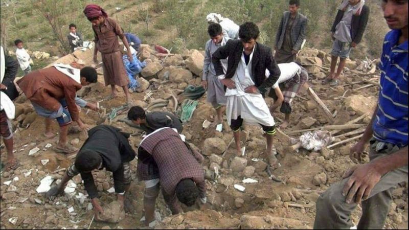 بالصوّر | طائرات العدوان السعودي ترتكب مجازة بحق المدنيين في صعدة